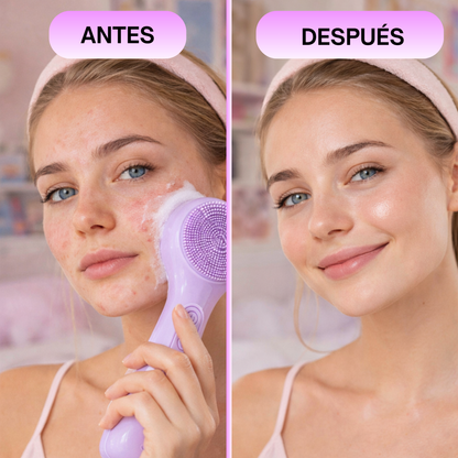 Cepillo Facial Eléctrico de Silicona con Tecnología de Calor y Vibración – 5 Intensidades