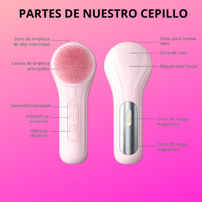 Cepillo Facial Eléctrico de Silicona con Tecnología de Calor y Vibración – 5 Intensidades