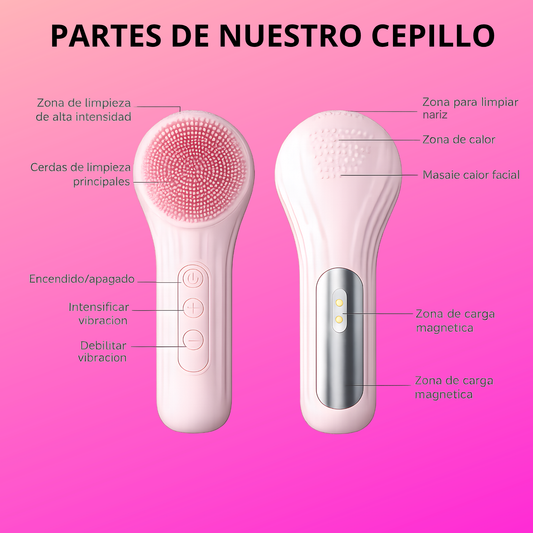 Electric Silicone Facial Cleansing Brush with Heat and Vibration Technology – 5 Intensities