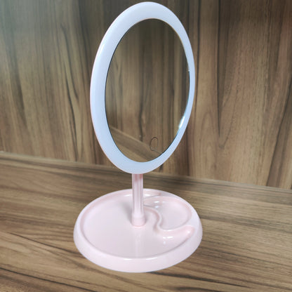 LED Vanity Mirror Intelligent Adjustable Three-Color Light Vanity Mirror Desktop Fill Light Mirror One Touch Charging Model