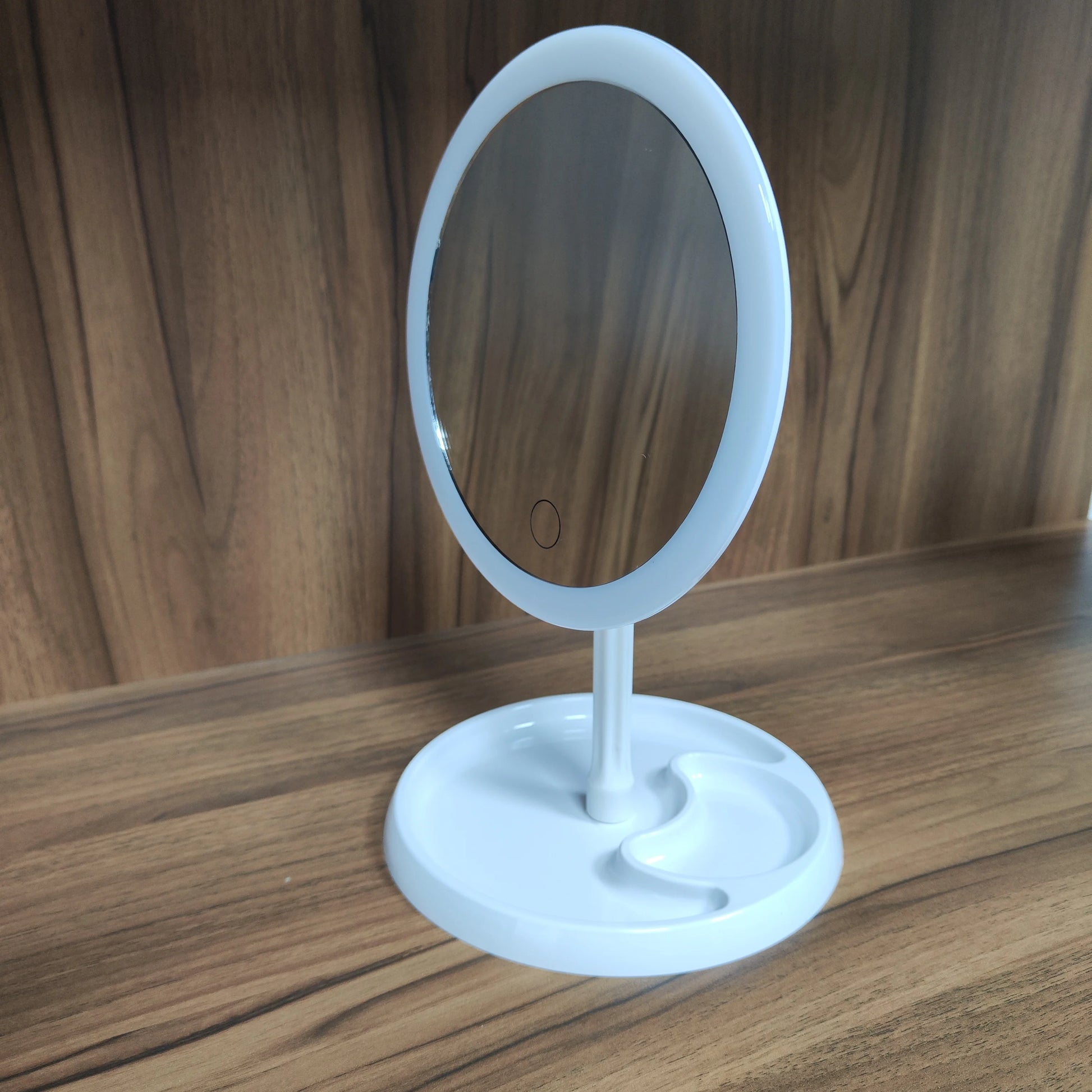 LED Vanity Mirror Intelligent Adjustable Three-Color Light Vanity Mirror Desktop Fill Light Mirror One Touch Charging Model